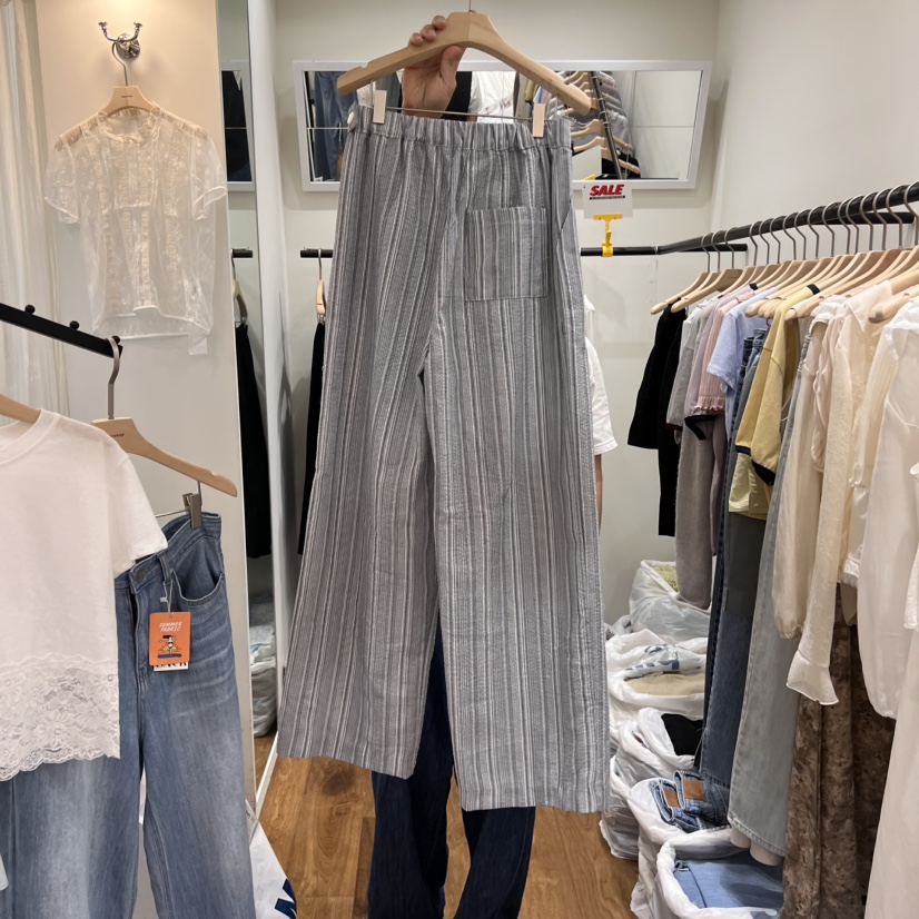 UNCOVER東大門代購女士新品熱賣休閑25春夏推薦時尚休閑褲條紋UNCOVER休閑褲