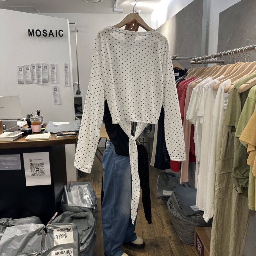 MOSAIC東大門代購女士新品熱賣人氣時尚25春夏職業真品長袖T恤MOSAIC長袖T恤