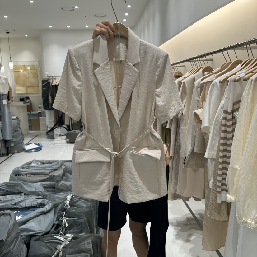 BLUEI-D東大門實拍女裝新品休閑職業熱賣25春夏夾克含腰帶Blue i-d夾克