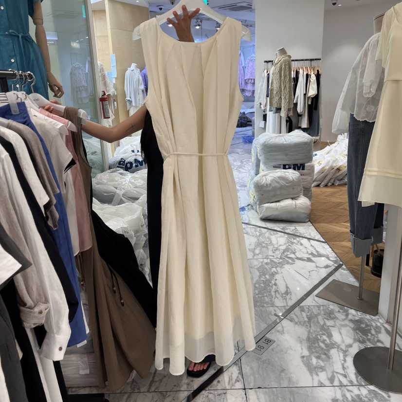 ALMOND東大門代購女士新品真品25春夏職業人氣連衣裙含腰繩ALMOND連衣裙