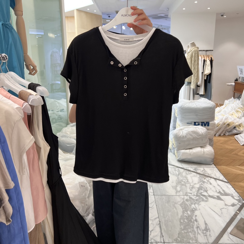 ALMOND東大門實拍女士新品熱賣真品人氣時尚職業推薦休閑T恤ALMONDT恤圖色2