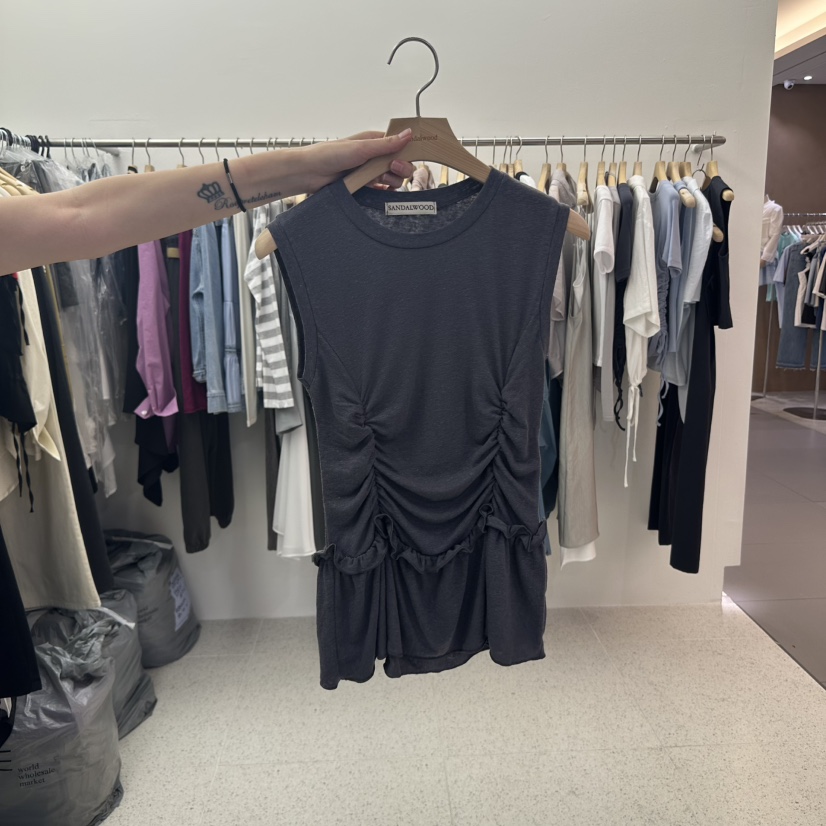 SANDALWOOD韓國直郵女士新品25春夏職業休閑真品吊帶背心亞麻SANDALWOOD吊帶/背心圖色3