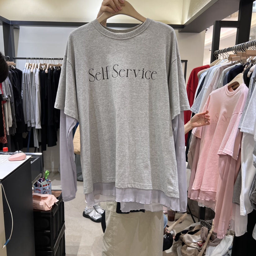 SELF SERVICE東大門代購女士新品熱賣推薦時尚長袖T恤假兩件SELF SERVICE長袖T恤圖色3