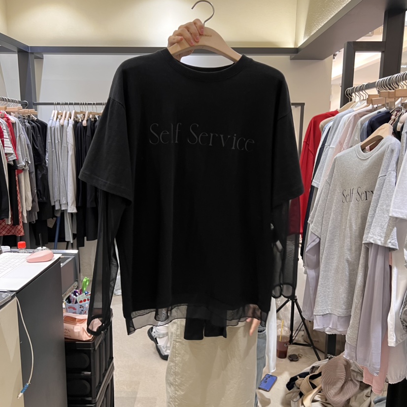 SELF SERVICE東大門代購女士新品熱賣推薦時尚長袖T恤假兩件SELF SERVICE長袖T恤圖色4