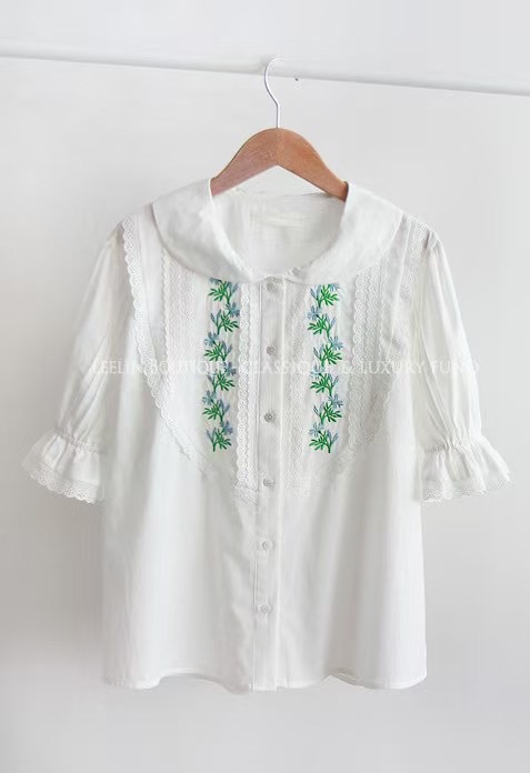 AGAIN US韓國代購女裝新款人氣真品休閑25春夏襯衫蕾絲衫刺繡AGAIN US襯衫/蕾絲衫圖色1