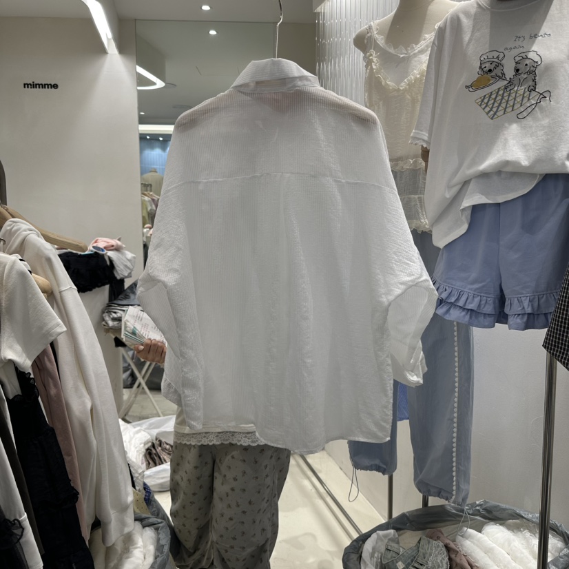 MIMME直郵韓國代購㊣女裝新品25春夏時尚襯衫蕾絲衫不含內搭MIMME襯衫/蕾絲衫