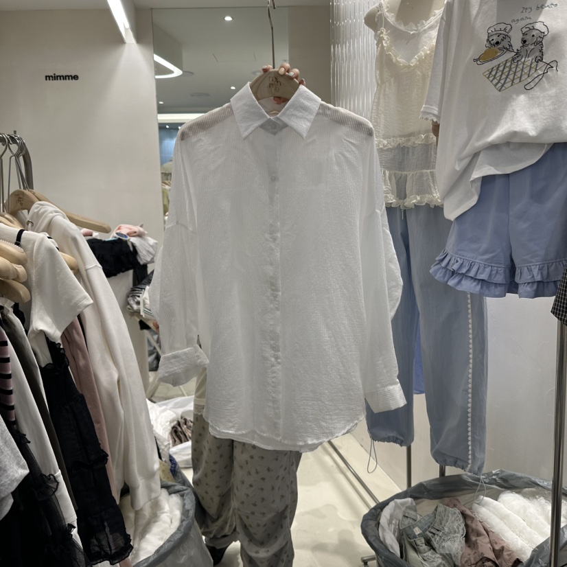 MIMME直郵韓國代購㊣女裝新品25春夏時尚襯衫蕾絲衫不含內搭MIMME襯衫/蕾絲衫