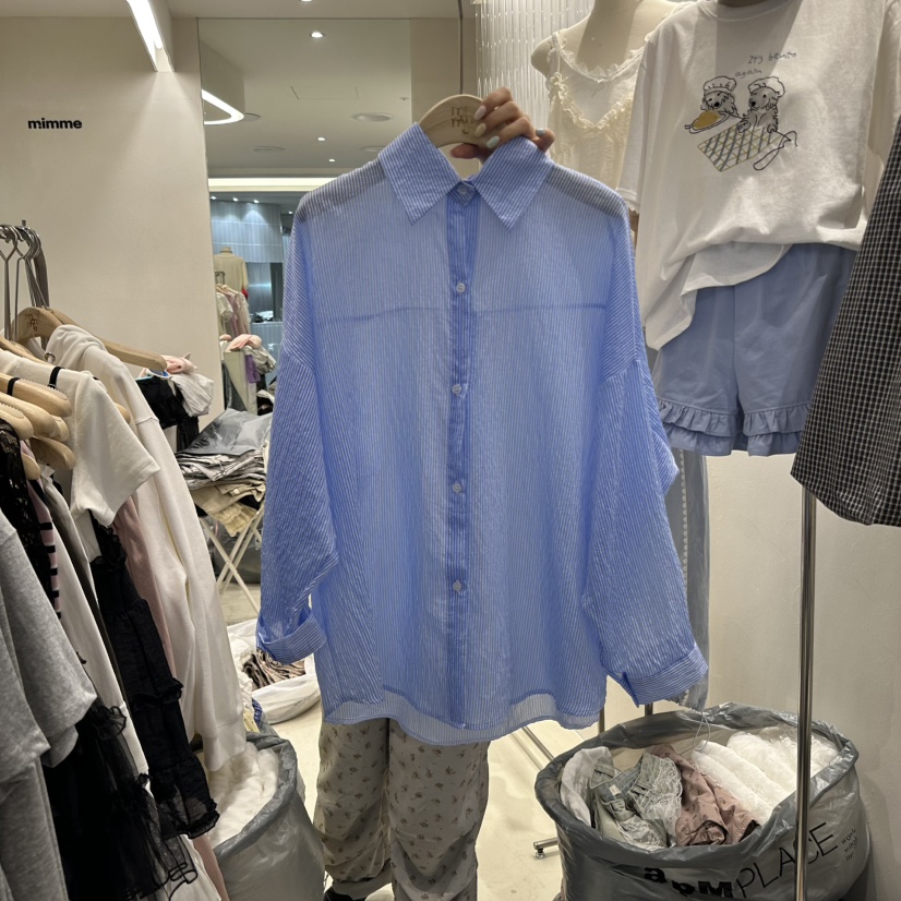 MIMME直郵韓國代購㊣女裝新品25春夏時尚襯衫蕾絲衫不含內搭MIMME襯衫/蕾絲衫圖色4
