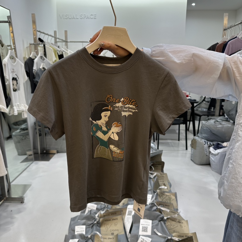 VISUAL SPACE韓國代購女裝新品真品職業休閑推薦熱賣25春夏T恤VISUAL SPACET恤圖色2