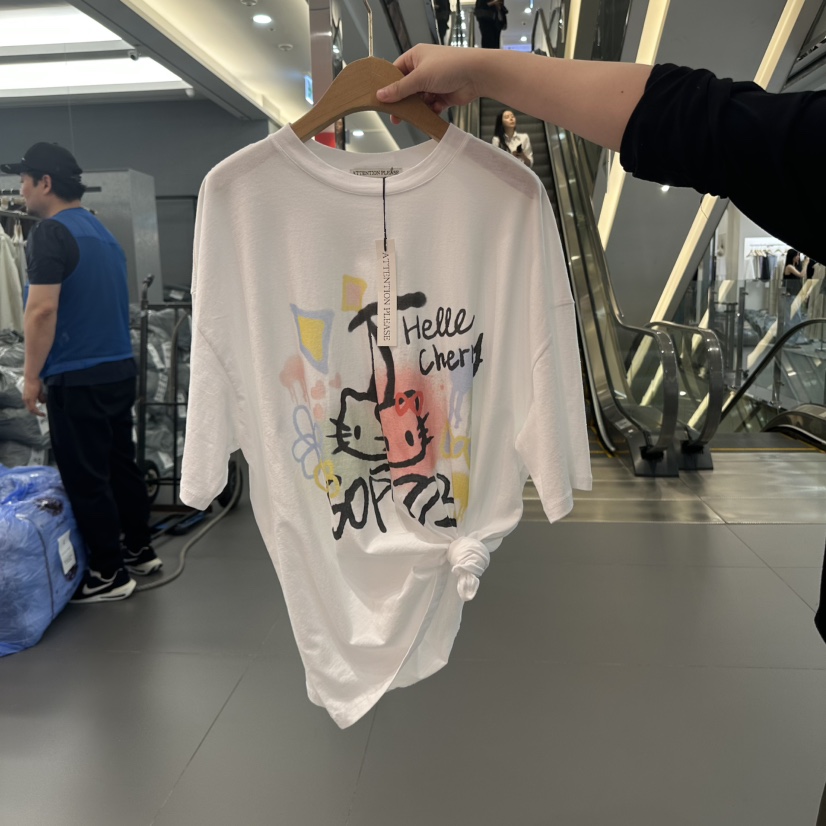 ATPZ東大門實拍女士新品時尚25春夏休閑職業人氣真品推薦T恤ATTENTION PLEAEST恤圖色1