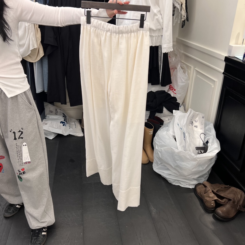 VIRKIN韓國代購女裝新款熱賣休閑時尚25春夏職業休閑褲亞麻VIRKIN休閑褲