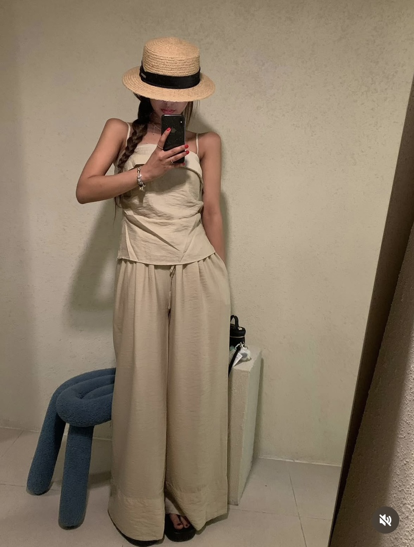 VIRKIN韓國代購女裝新款熱賣休閑時尚25春夏職業休閑褲亞麻VIRKIN休閑褲