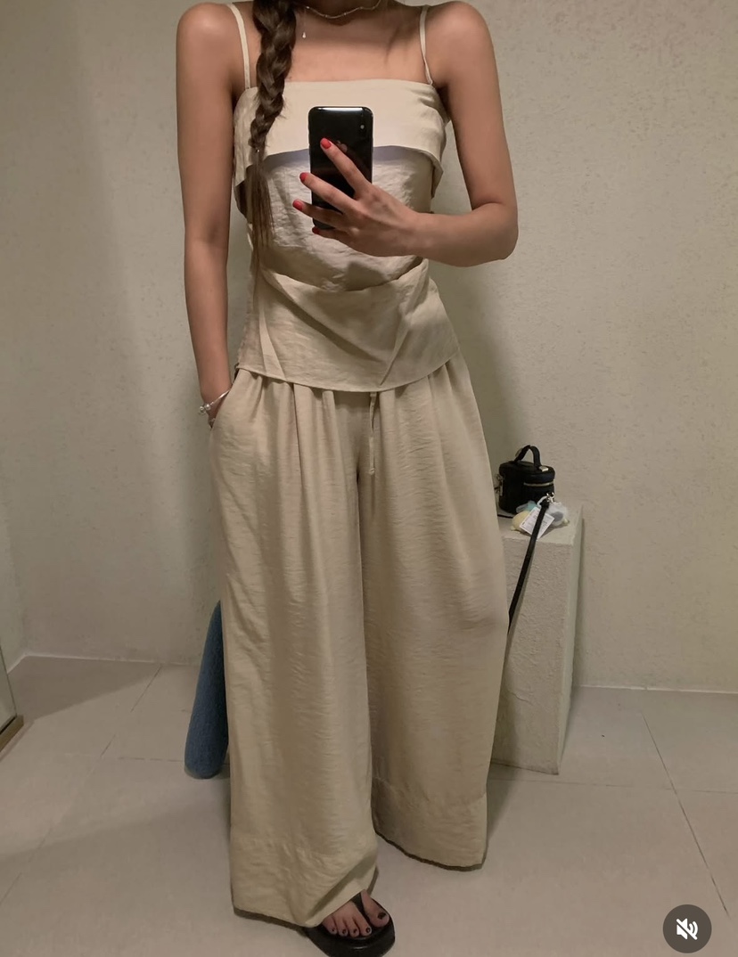 VIRKIN韓國代購女裝新款熱賣休閑時尚25春夏職業休閑褲亞麻VIRKIN休閑褲