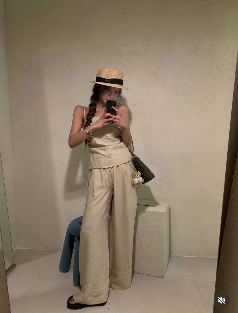 VIRKIN韓國代購女裝新款熱賣休閑時尚25春夏職業休閑褲亞麻VIRKIN休閑褲