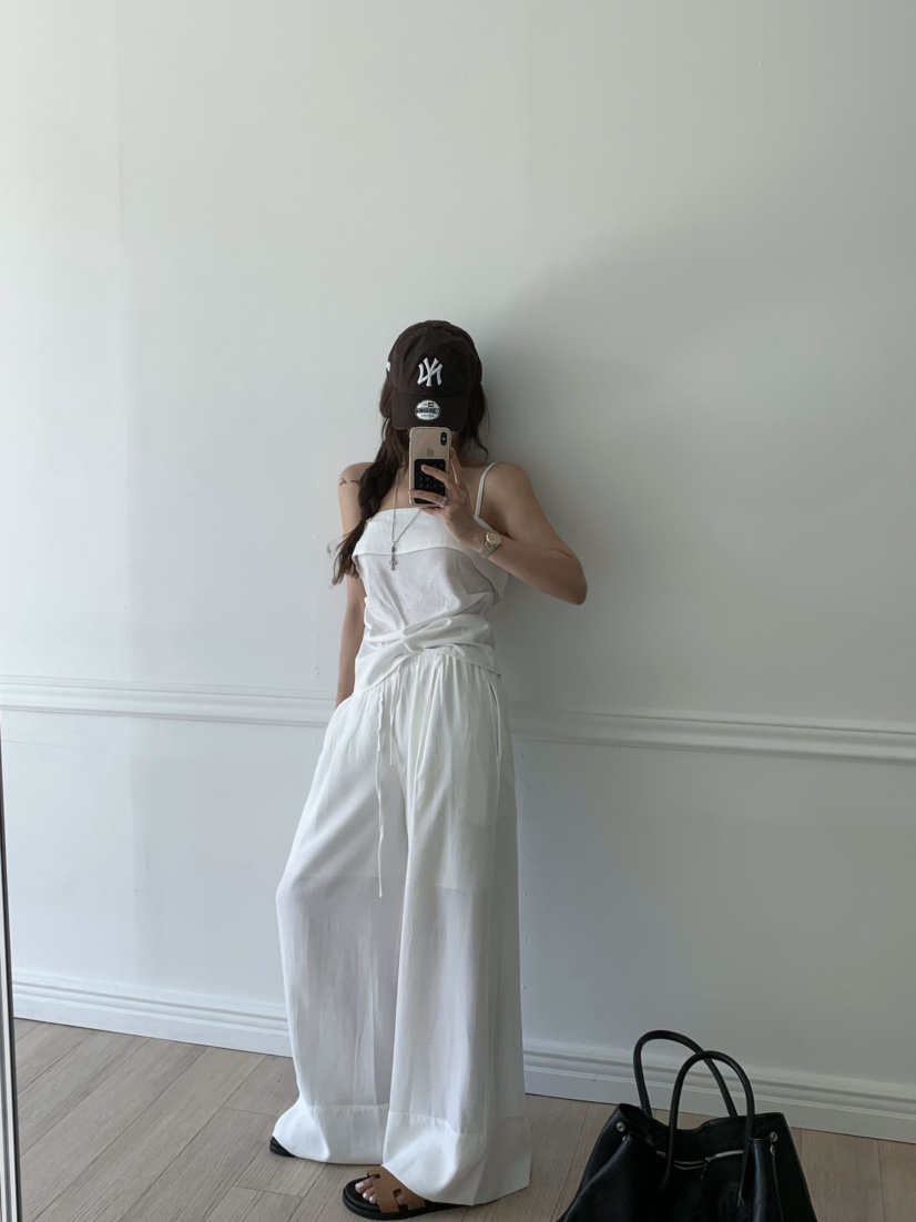 VIRKIN韓國代購女裝新款熱賣休閑時尚25春夏職業休閑褲亞麻VIRKIN休閑褲