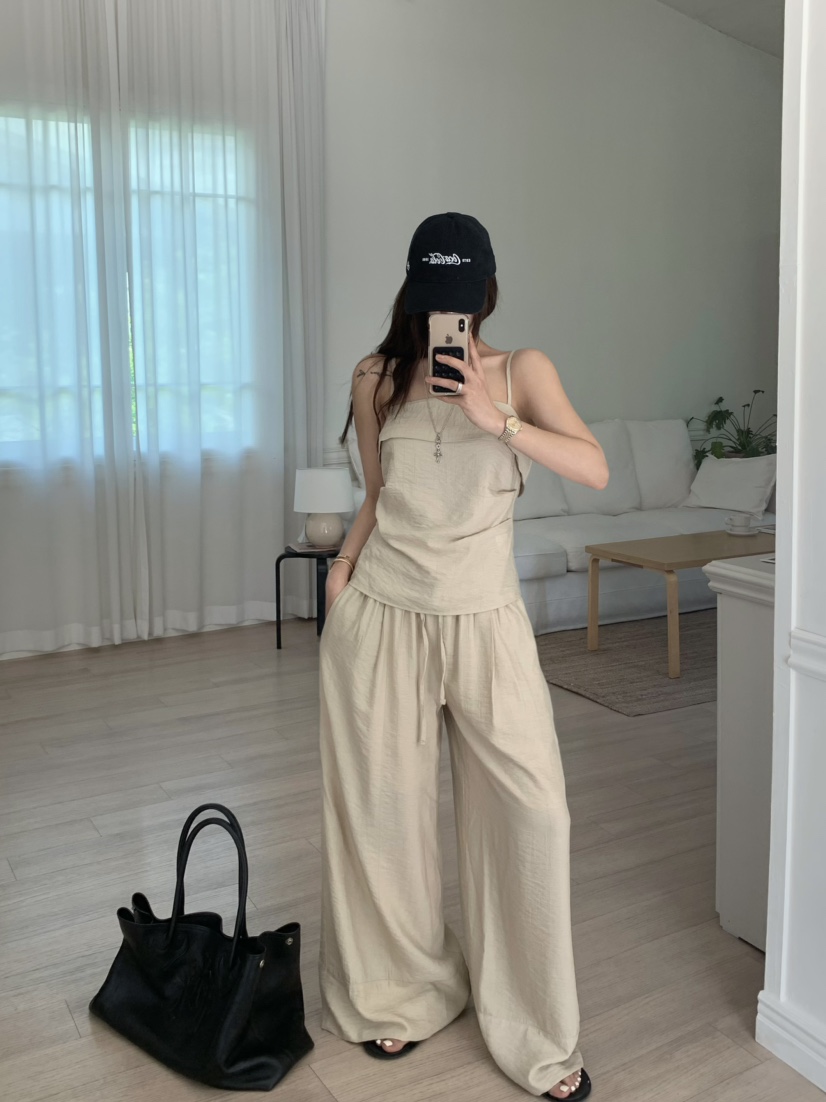 VIRKIN韓國代購女裝新款熱賣休閑時尚25春夏職業休閑褲亞麻VIRKIN休閑褲