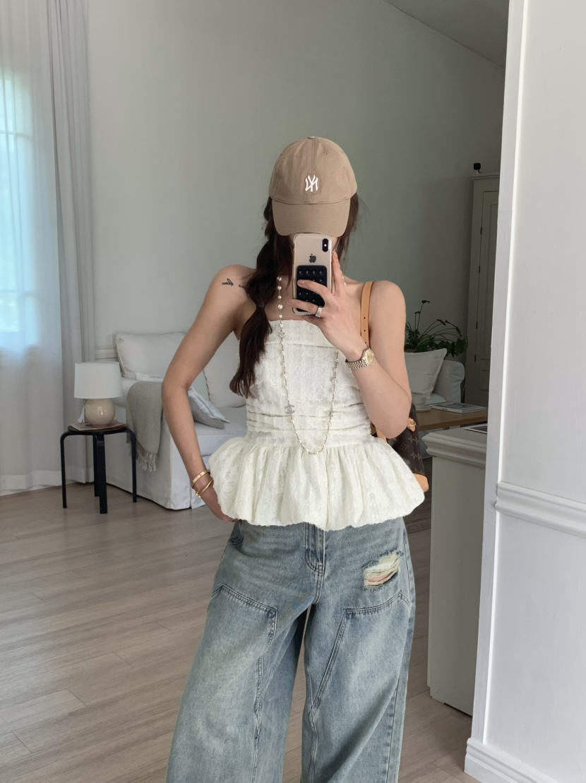 VIRKIN東大門實拍女裝新品真品25春夏人氣職業吊帶背心蕾絲VIRKIN吊帶/背心