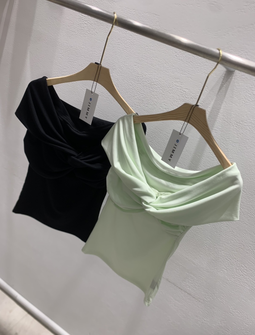 JIMMY韓國㊣直郵東大門代購女裝新品時尚休閑25春夏T恤褶皺JIMMY/REMAKET恤