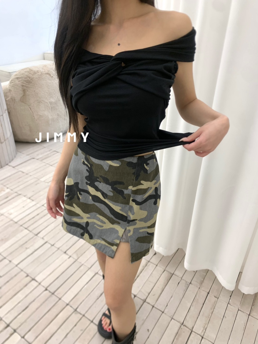 JIMMY韓國㊣直郵東大門代購女裝新品時尚休閑25春夏T恤褶皺JIMMY/REMAKET恤