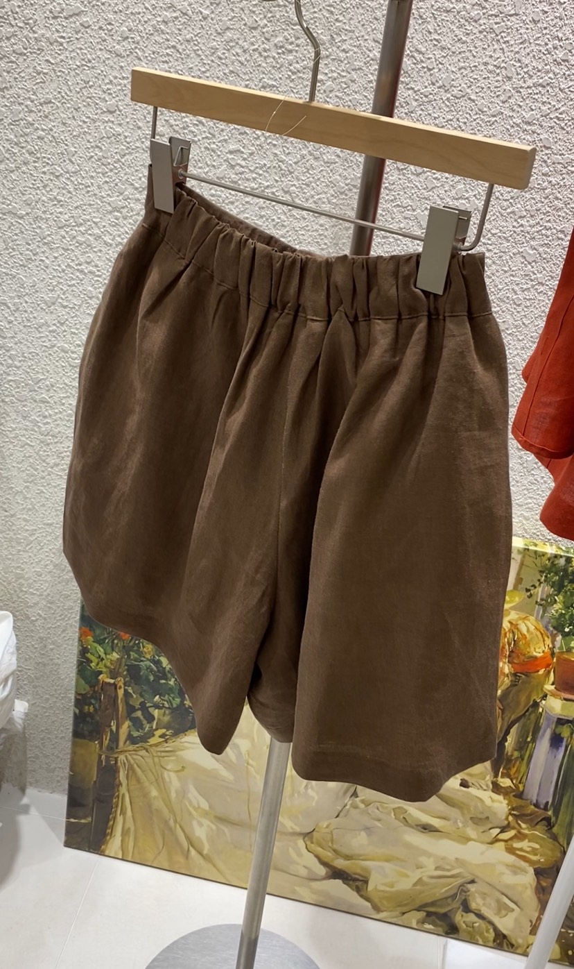 N BROWN韓國直郵㊣東大門實拍女裝新品休閑人氣時尚短褲亞麻N BROWN短褲