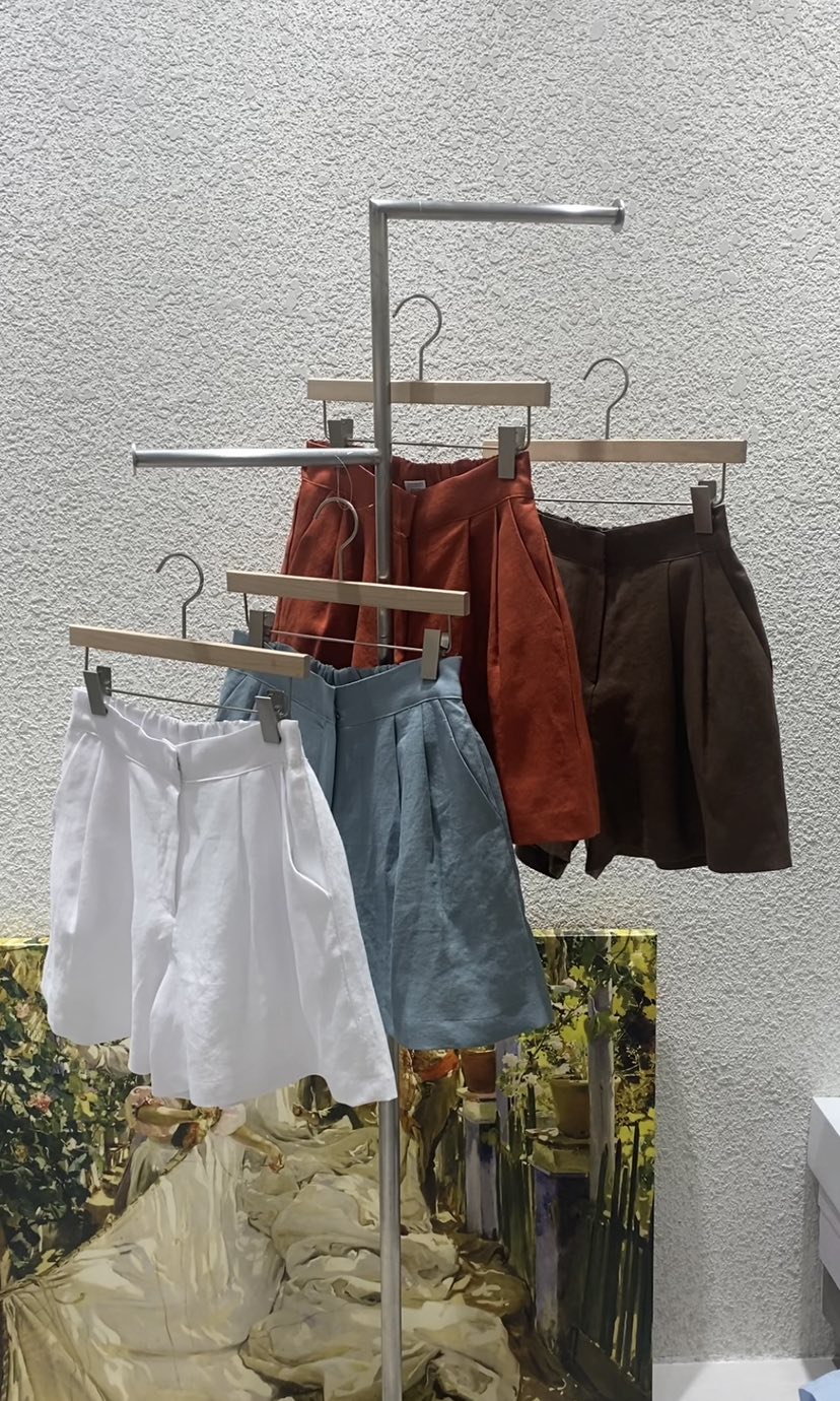 N BROWN韓國直郵㊣東大門實拍女裝新品休閑人氣時尚短褲亞麻N BROWN短褲
