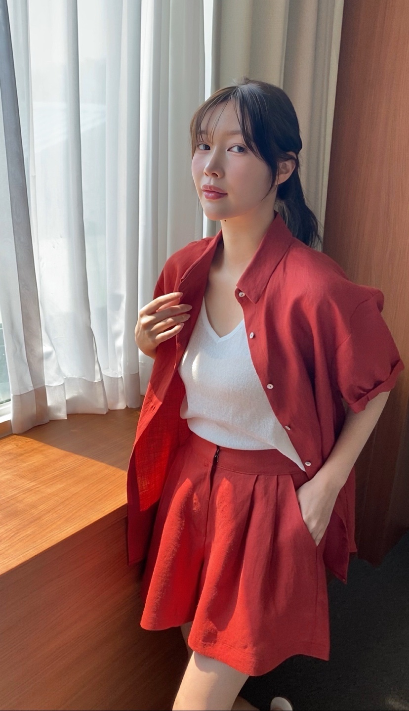 N BROWN韓國直郵㊣東大門實拍女裝新品休閑人氣時尚短褲亞麻N BROWN短褲