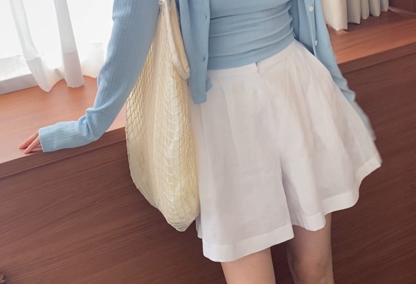 N BROWN韓國直郵㊣東大門實拍女裝新品休閑人氣時尚短褲亞麻N BROWN短褲圖色2