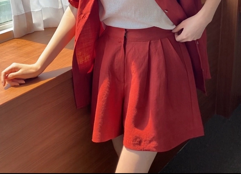 N BROWN韓國直郵㊣東大門實拍女裝新品休閑人氣時尚短褲亞麻N BROWN短褲圖色3