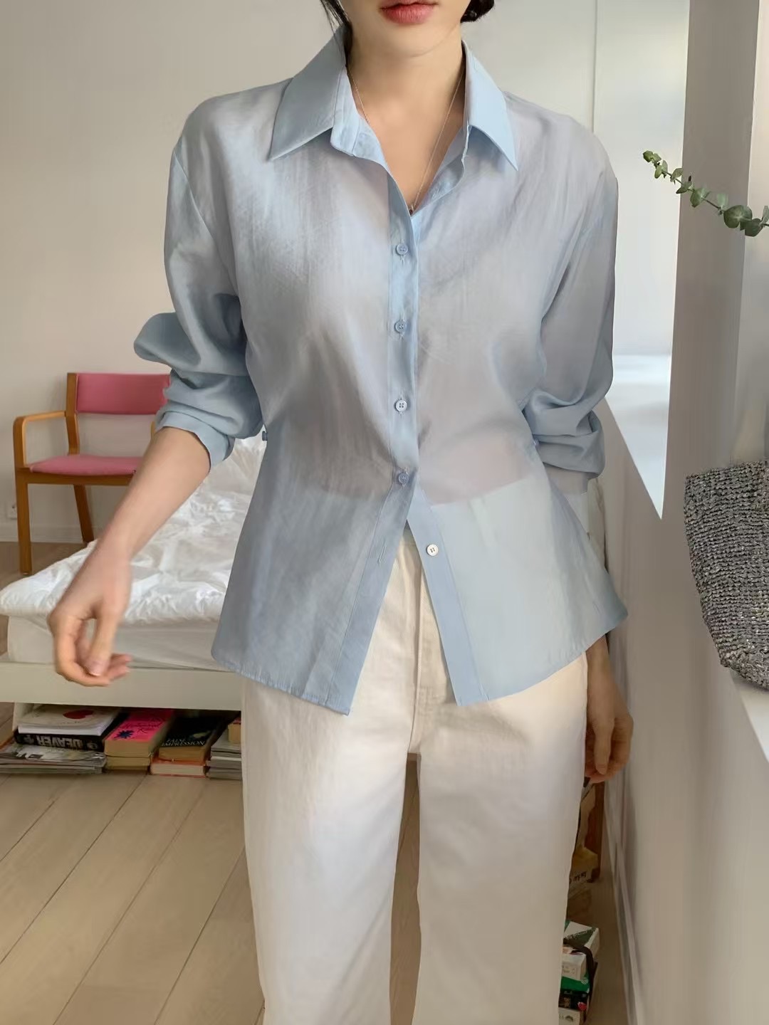 OUIR直郵韓國代購㊣女裝新款人氣25春夏熱賣休閑襯衫蕾絲衫OUIR襯衫/蕾絲衫