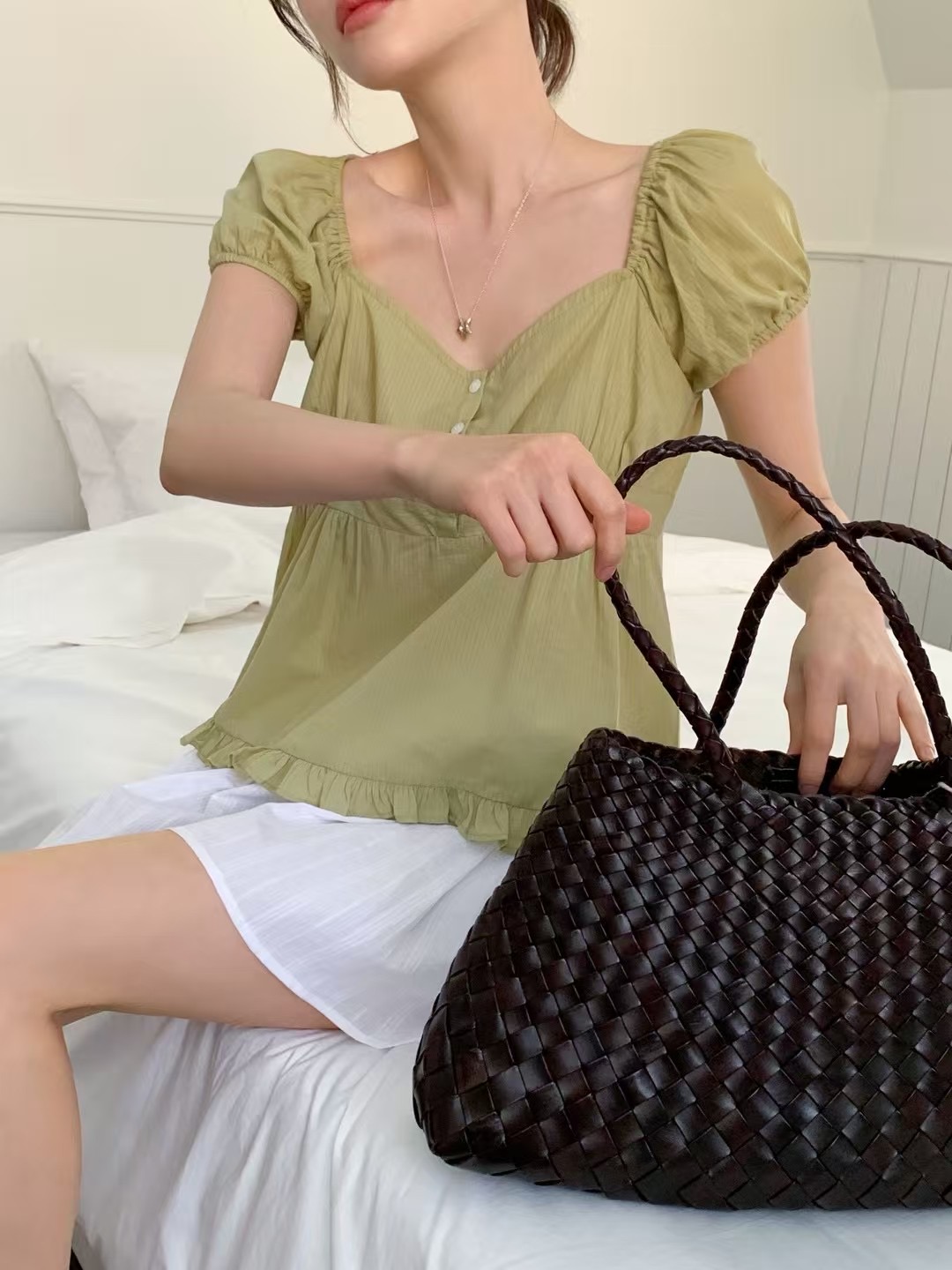 OUIR韓國直郵㊣女裝新品時尚人氣25春夏休閑熱賣襯衫蕾絲衫OUIR襯衫/蕾絲衫