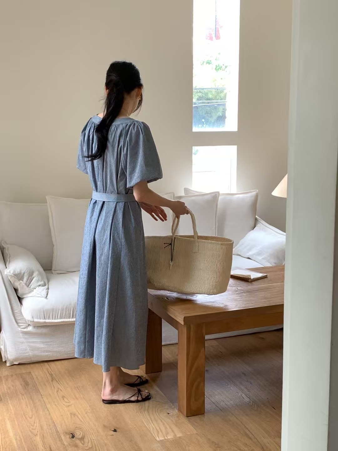 RENOUVEAU直郵韓國代購㊣女裝新品25春夏時尚人氣連衣裙含腰帶RENOUVEAU連衣裙