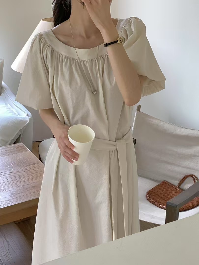 RENOUVEAU直郵韓國代購㊣女裝新品25春夏時尚人氣連衣裙含腰帶RENOUVEAU連衣裙