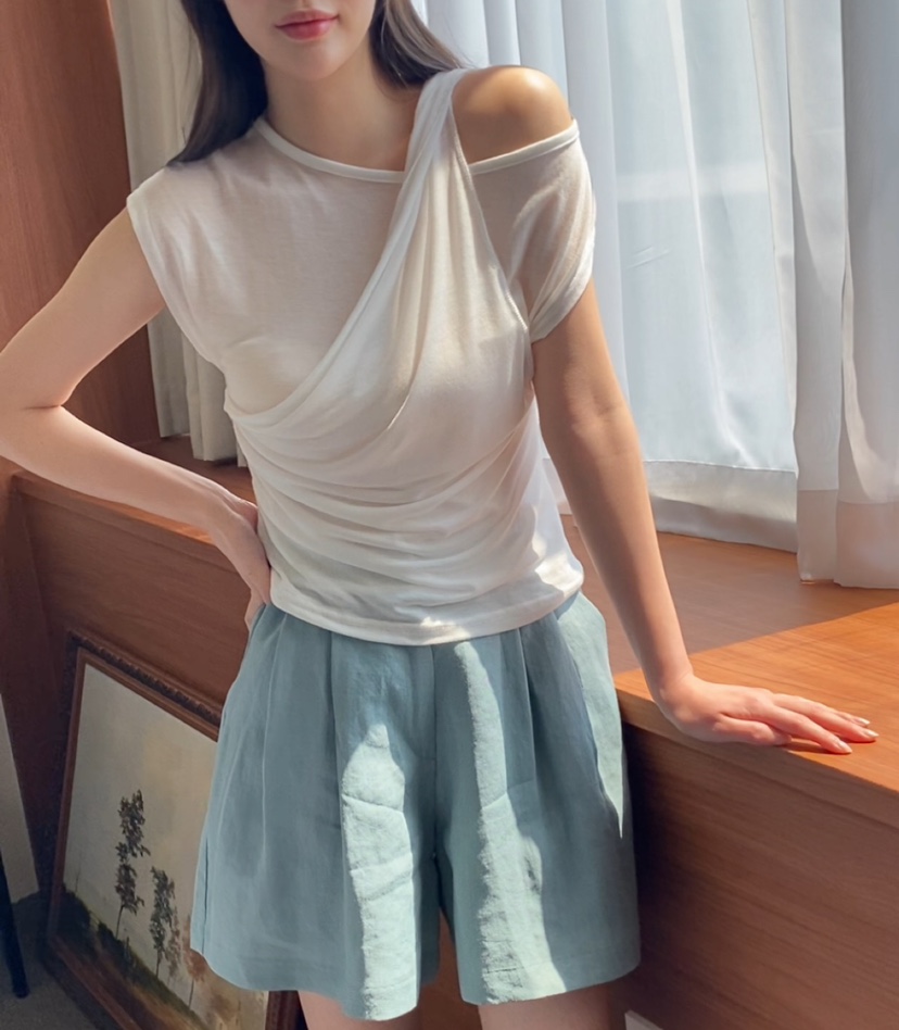 N BROWN韓國㊣直郵東大門代購女裝新品推薦熱賣25春夏T恤天絲N BROWNT恤