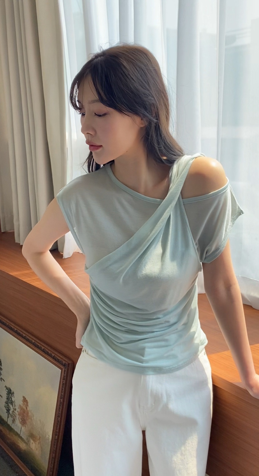 N BROWN韓國㊣直郵東大門代購女裝新品推薦熱賣25春夏T恤天絲N BROWNT恤
