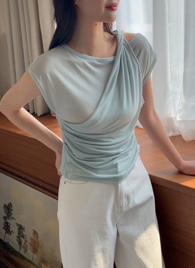 N BROWN韓國㊣直郵東大門代購女裝新品推薦熱賣25春夏T恤天絲N BROWNT恤