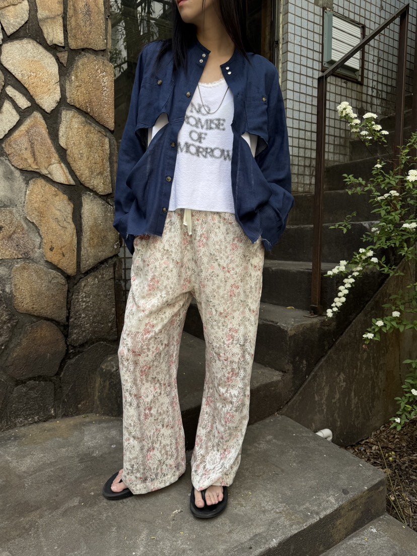 FRANC—L韓國直郵㊣女裝新款熱賣時尚休閑25春夏休閑褲蕾絲FRANC休閑褲