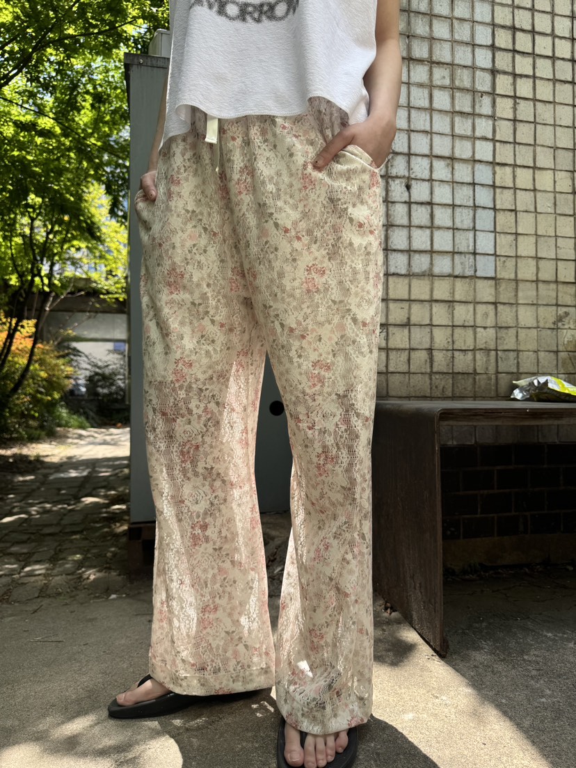 FRANC—L韓國直郵㊣女裝新款熱賣時尚休閑25春夏休閑褲蕾絲FRANC休閑褲圖色2