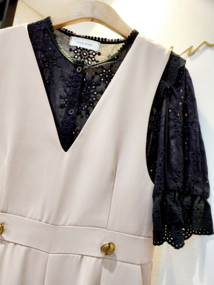RICO韓國㊣直郵東大門代購女裝新品熱賣時尚25春夏背帶褲紐扣bling bling/RICO背帶褲