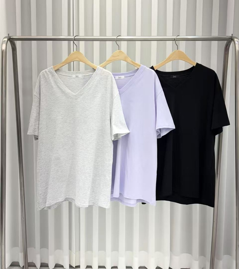 JMIND韓國㊣直郵東大門代購女裝新品熱賣25春夏推薦休閑T恤V領JMINDT恤