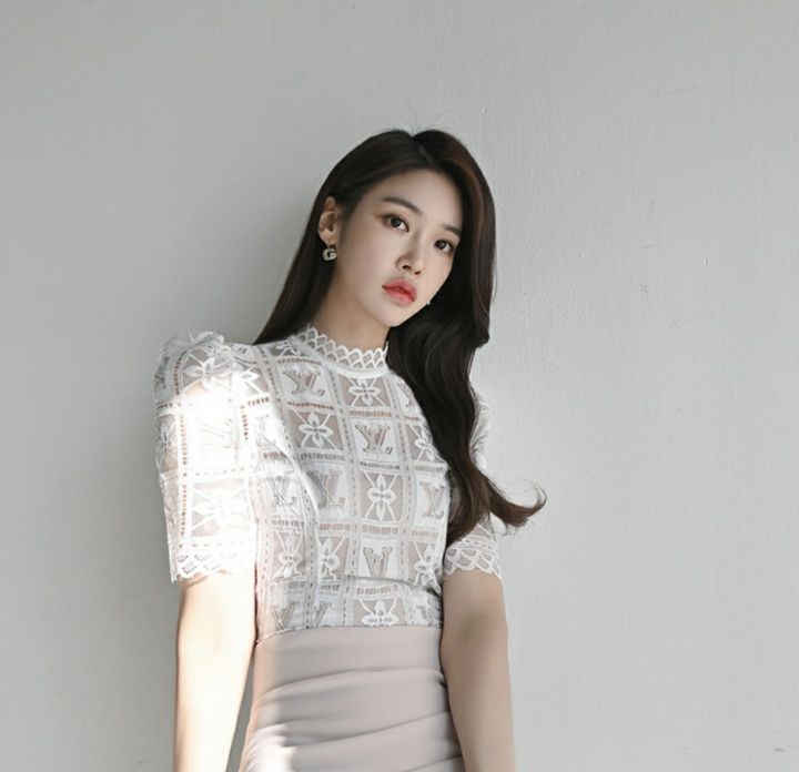 HIGH HEELS韓國直郵㊣女裝新品熱賣時尚休閑人氣襯衫蕾絲衫HIGH HEELS襯衫/蕾絲衫