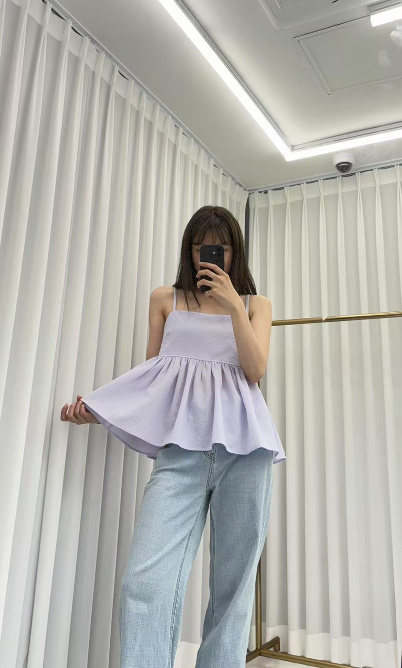 JMIND直郵韓國代購㊣女裝新款熱賣時尚人氣休閑吊帶背心荷葉邊JMIND吊帶/背心