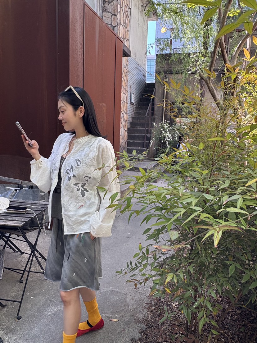 FRANC—L直郵韓國代購㊣女裝新款休閑25春夏時尚襯衫蕾絲衫FRANC襯衫/蕾絲衫