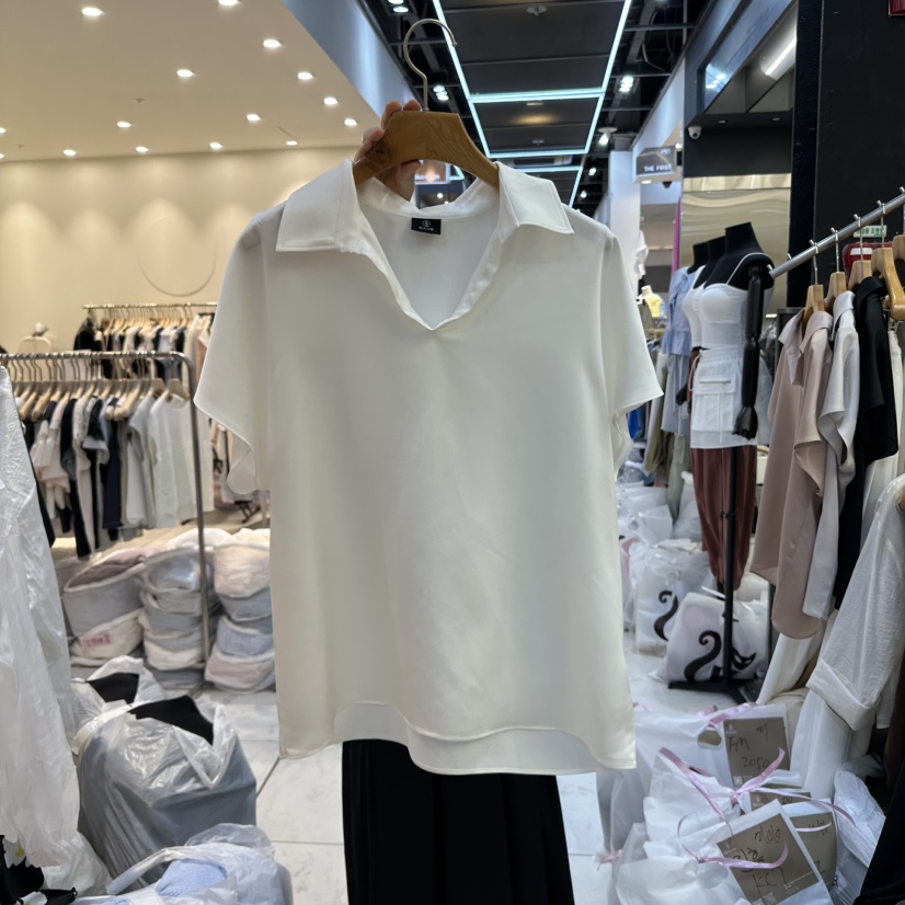 SANS直郵韓國代購㊣女裝新品時尚推薦人氣休閑襯衫蕾絲衫高領SANS襯衫/蕾絲衫