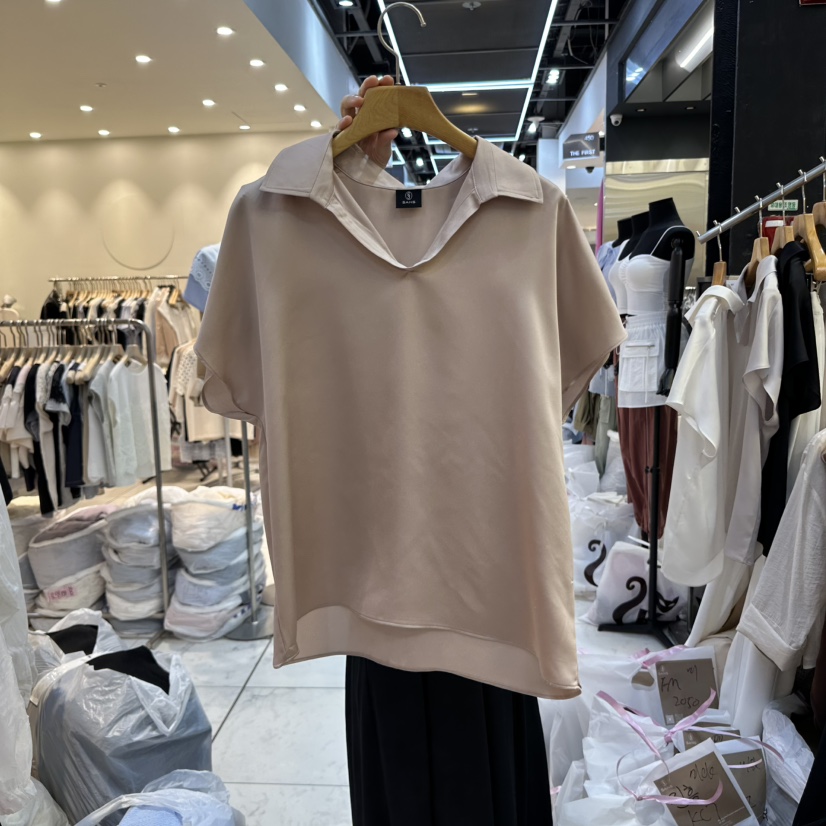 SANS直郵韓國代購㊣女裝新品時尚推薦人氣休閑襯衫蕾絲衫高領SANS襯衫/蕾絲衫圖色2