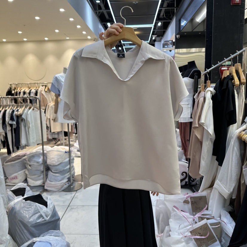 SANS直郵韓國代購㊣女裝新品時尚推薦人氣休閑襯衫蕾絲衫高領SANS襯衫/蕾絲衫圖色3