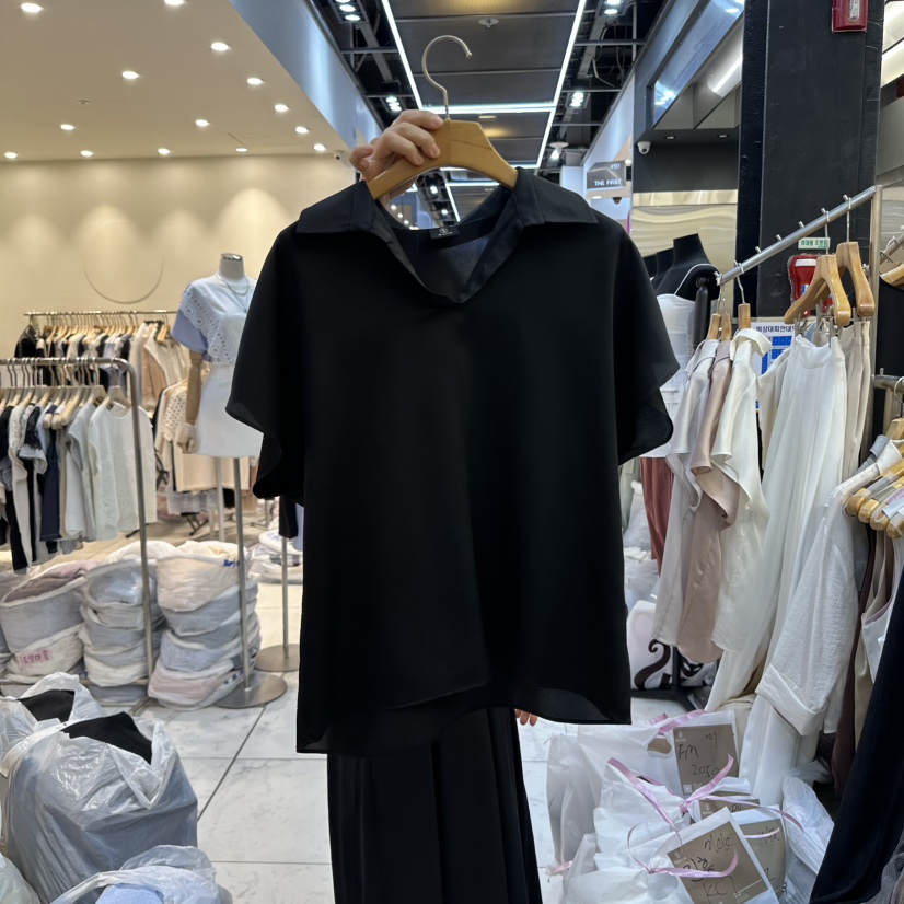 SANS直郵韓國代購㊣女裝新品時尚推薦人氣休閑襯衫蕾絲衫高領SANS襯衫/蕾絲衫圖色4