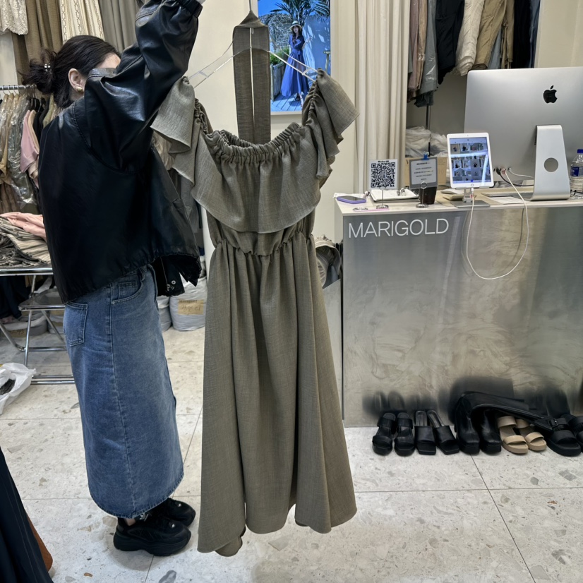 MARIGOLD直郵韓國代購㊣女裝新品25春夏熱賣人氣連衣裙含腰帶MARIGOLD連衣裙