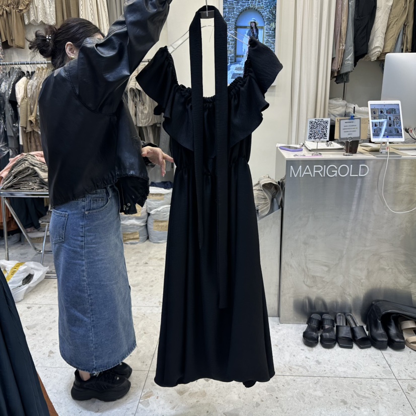 MARIGOLD直郵韓國代購㊣女裝新品25春夏熱賣人氣連衣裙含腰帶MARIGOLD連衣裙圖色2