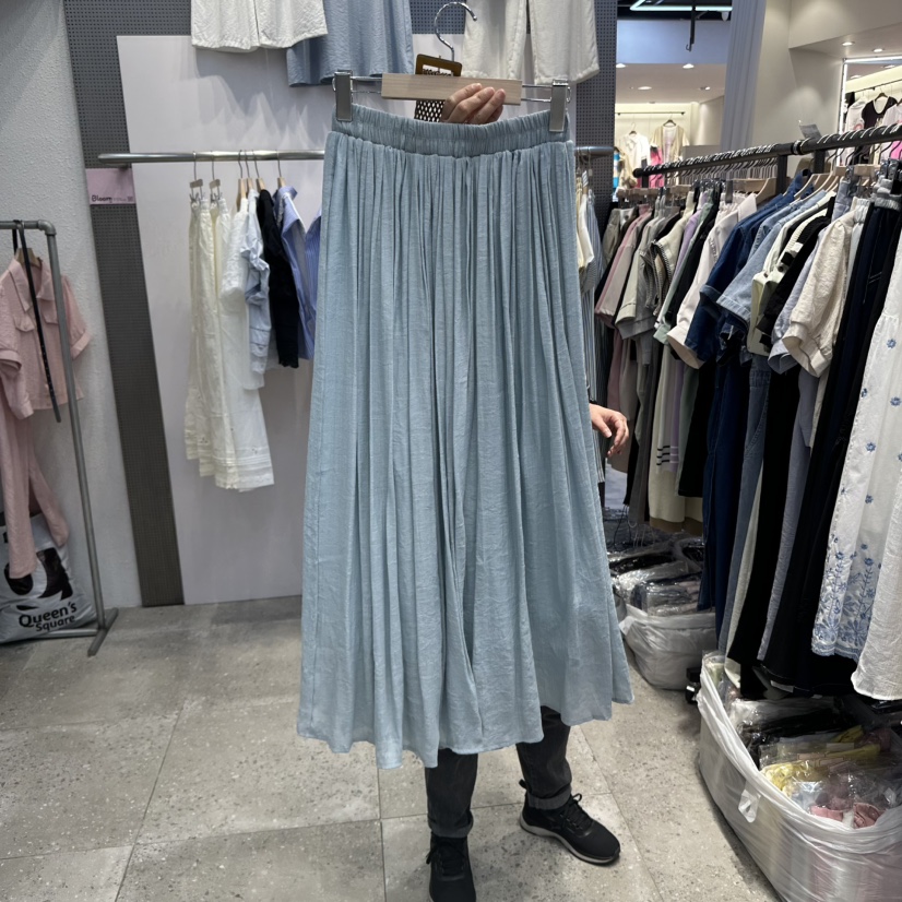 BLOOM韓國㊣直郵東大門代購女裝新款休閑熱賣長裙含腰帶百褶BLOOM長裙