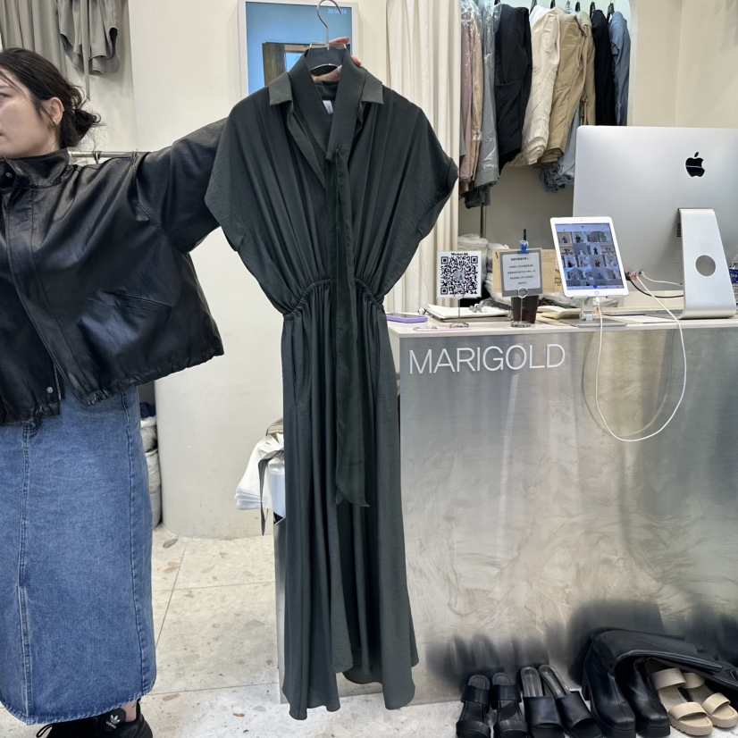 MARIGOLD韓國直郵㊣女裝新款人氣推薦時尚休閑連衣裙含腰帶MARIGOLD連衣裙圖色3